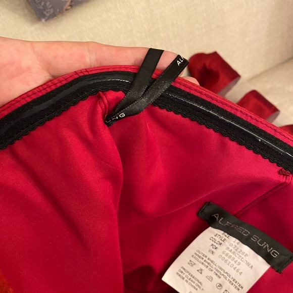 ALFRED SUNG Strapless beautiful midi dress, like new, 14 size Dupioni fabric - Picture 14 of 16